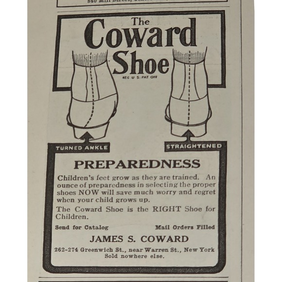 Coward Shoe Other - 1916 Coward Shoe Advertisement Turned Ankle Straightened Footwear Childrens
